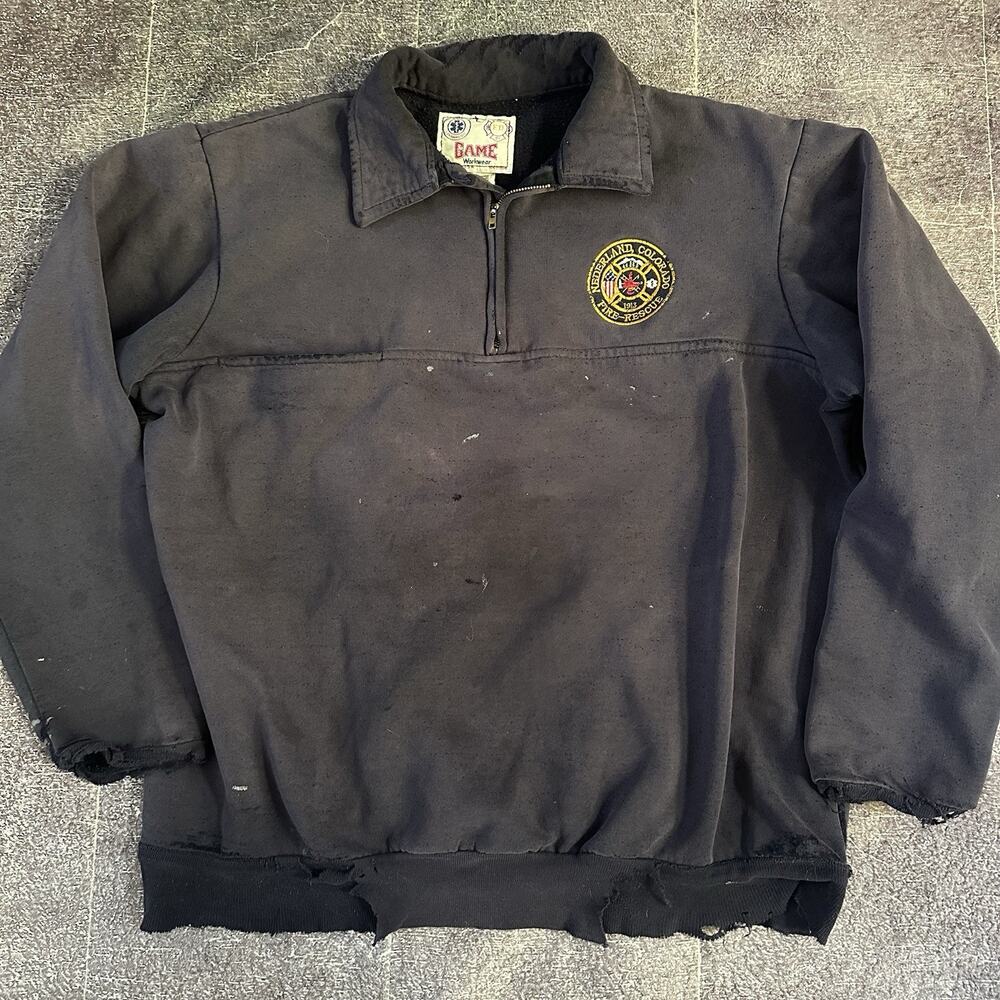 Men's Vintage 90's Game Workwear Colorado Fire Rescue Distressed Sweatshirt Sz L